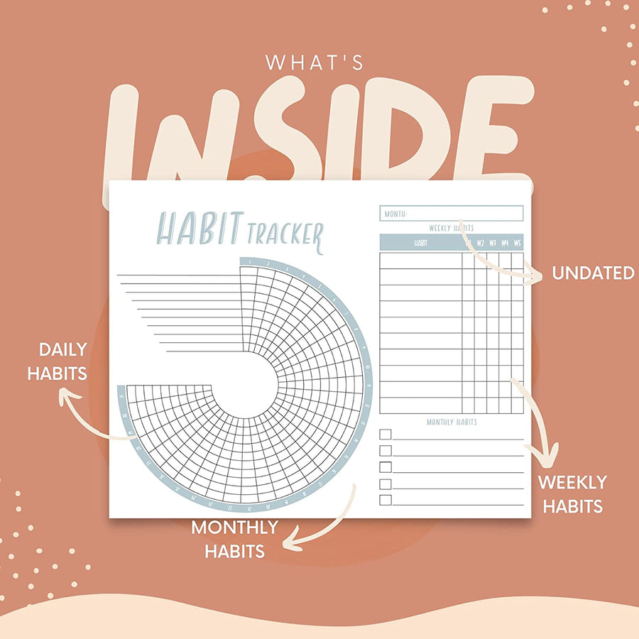 Lamare Habit Tracker - Inspirational Habit Tracking Journal with Spiral Binding