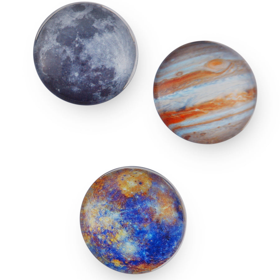 Planet Glass Refrigerator Magnets - Heavy Duty (Each Holds 8 Pages) - Great for Classroom, Office, Kitchen - Authentic Planet Images - Pack of 12