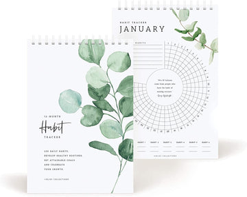 Bliss Collections Habit Tracker Calendar Notepad, Spiral Bound