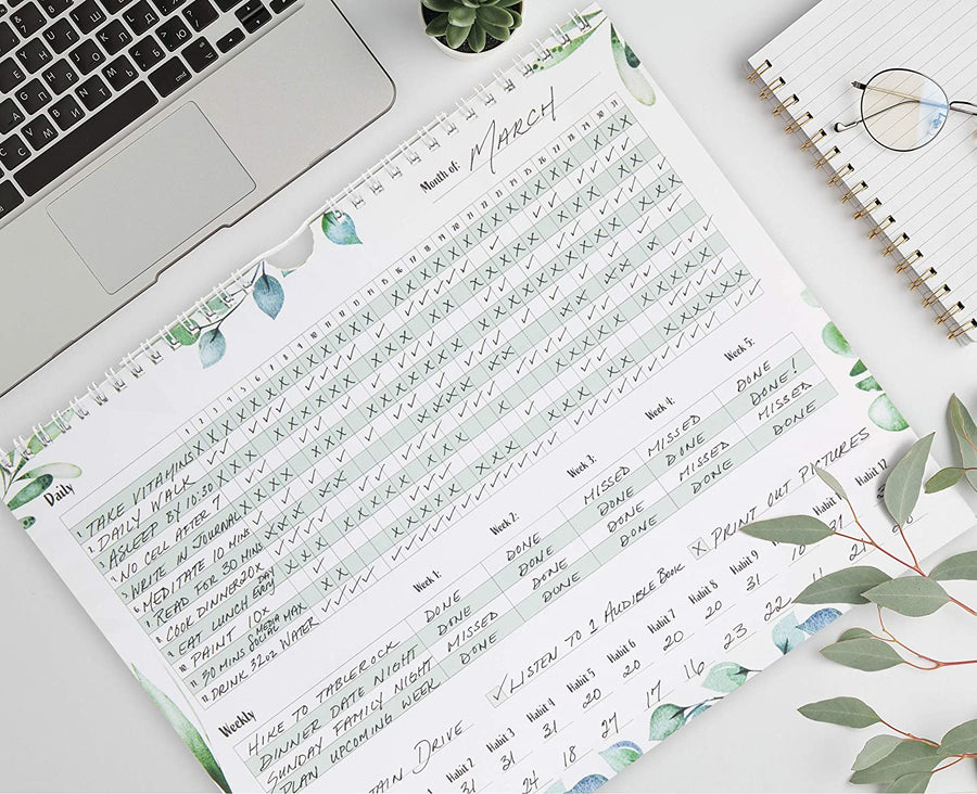 Simplified Greenery Habit Tracker Calendar